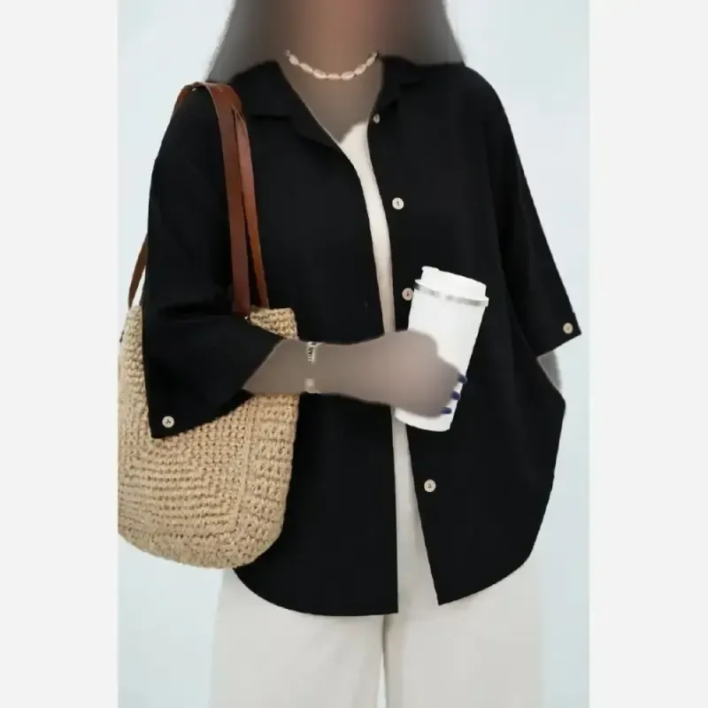 شومیز شانتون کوک دوزی مشکی فری سایز 38 تا 46