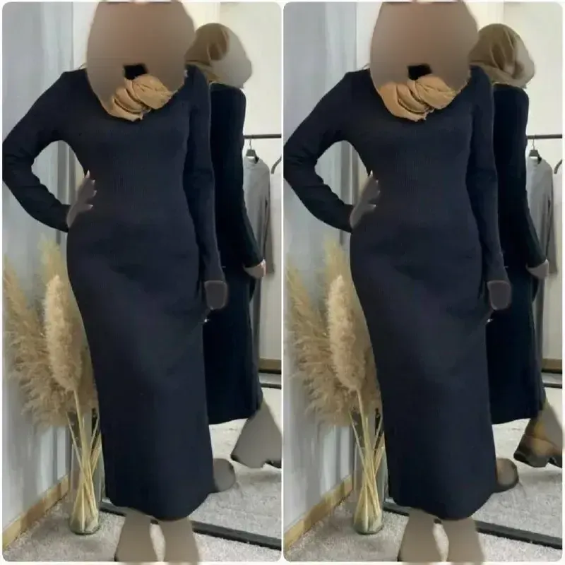 ماکسی یقه اسکی بافت مشکی فری سایز آکریلیک
