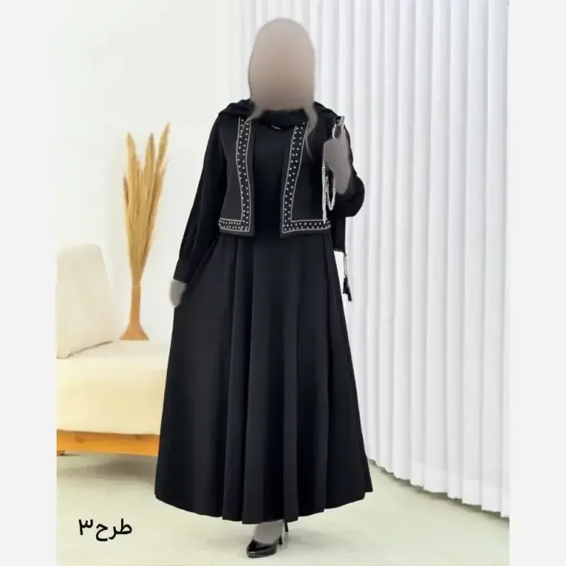 ست پیراهن و جلیقه زنانه پریزاد جنس بوگاتی و مازراتی سایز 38 تا 46