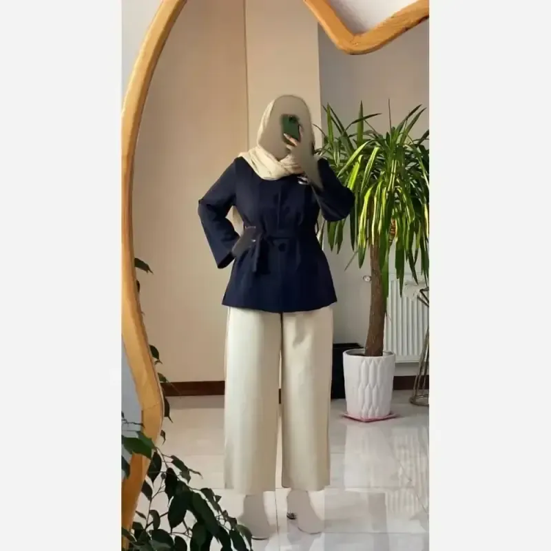 ست مانتو شلوار مازراتی ارغوان رنگ سورمه ای سایز فری 38 تا 46