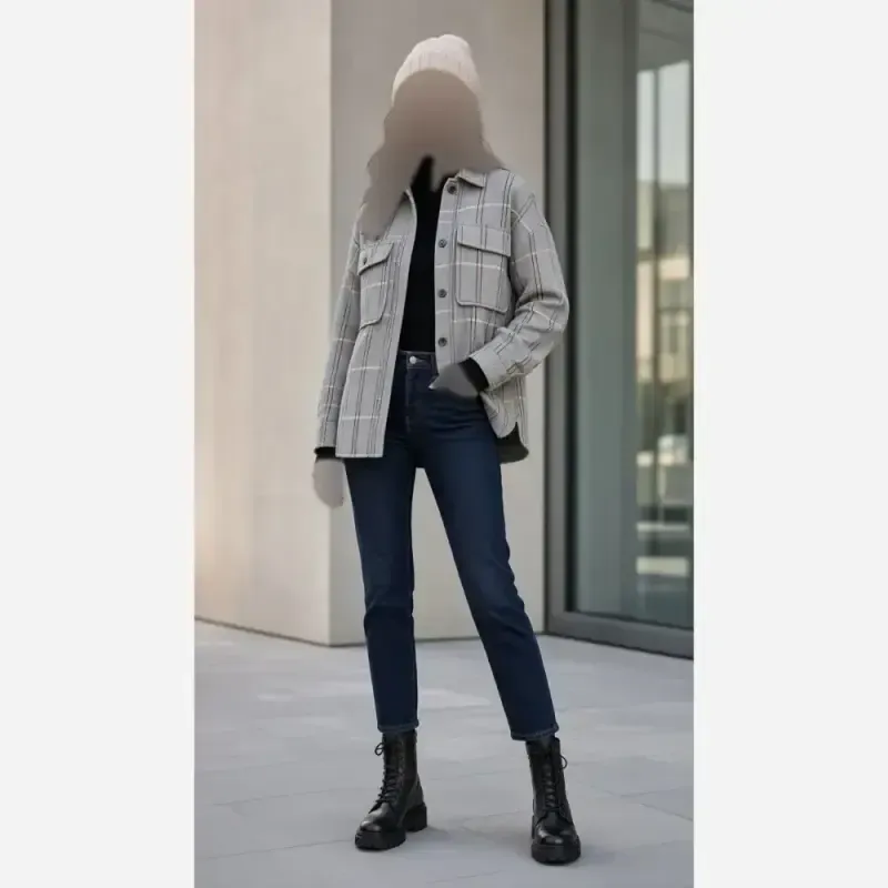 شکت پشمی پاییزی قواره دار دو جیب فری سایز